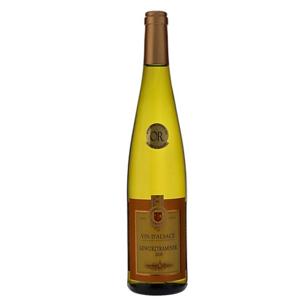 Białe, półwytrawne wino pochodzące z Francji. Gewurztraminer 2020 Vin de Alsace