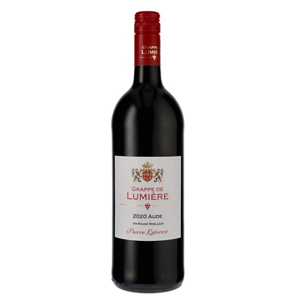 Czerwone, półsłodkie wino pochodzące z Francji Grappe de Lumiere rocznik 2020 .