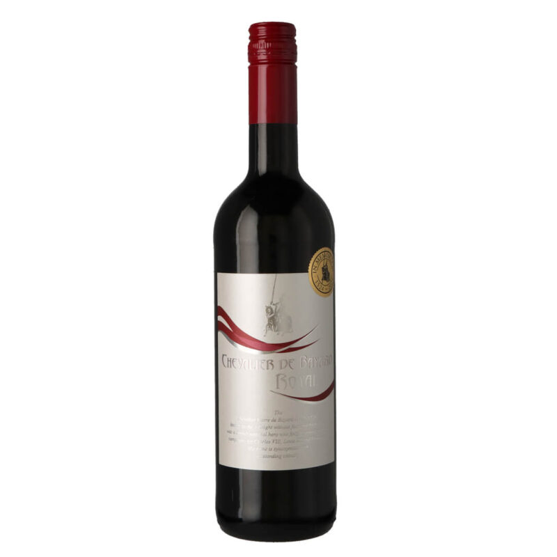Dobre, czerwone, francuskie wino Chevalier de Bayard Royal.