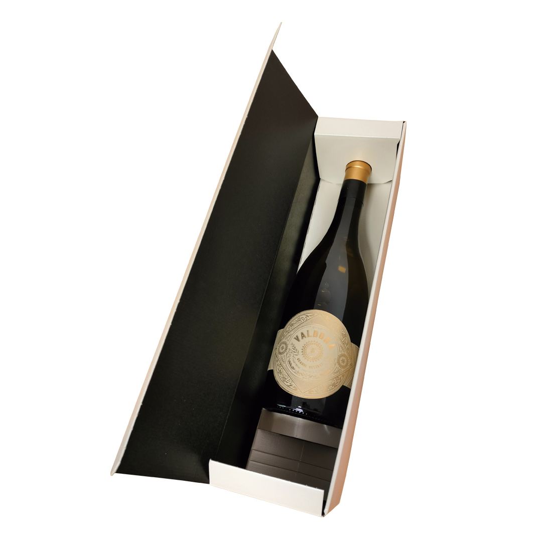 Zestaw prezentowy z białym winem Valdona Chardonnay Reserva w perłowym kartoniku